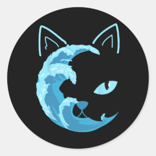 Blue Cats Wave For Kamala Funny Blue Wave Of Cat L Classic Round Sticker