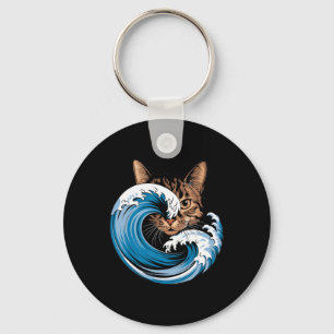 Blue Cats Wave For Kamala Funny Blue Wave Of Cat L Keychain