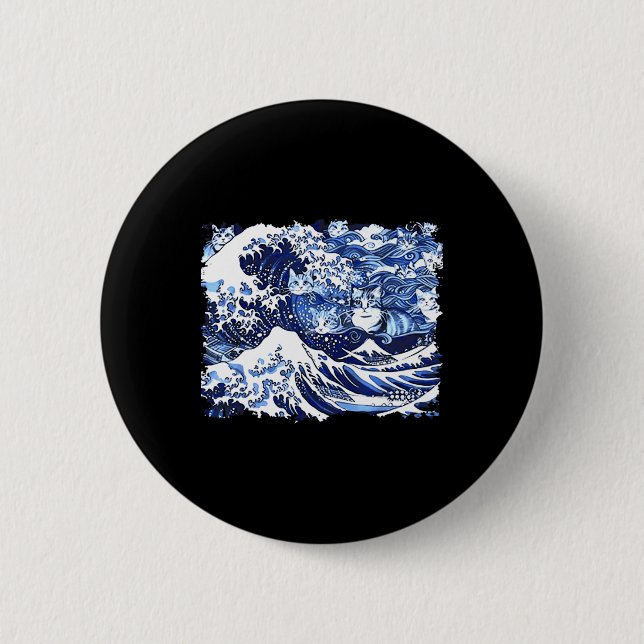 Blue Cats Wave For Kamala Funny Cat Lady  2 Inch Round Button (Front)