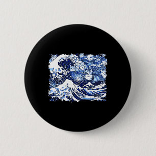 Blue Cats Wave For Kamala Funny Cat Lady 2 Inch Round Button