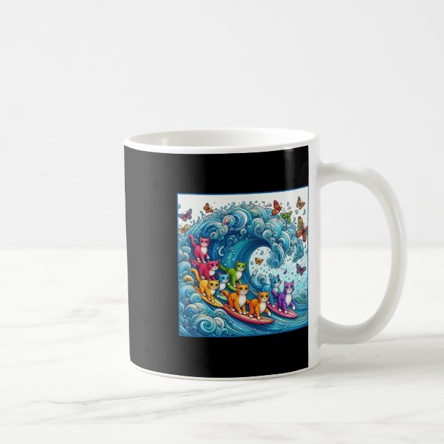 Blue Cats Wave For Kamala Funny Cat Lady  Coffee Mug (Right)