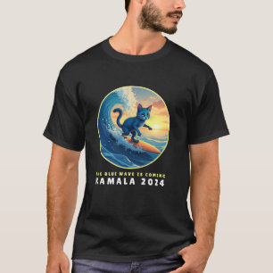 Blue Cats Wave For Kamala Funny Cat Lady Harris Pr T-Shirt