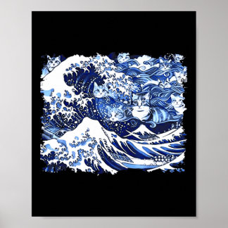 Blue Cats Wave For Kamala Funny Cat Lady Poster
