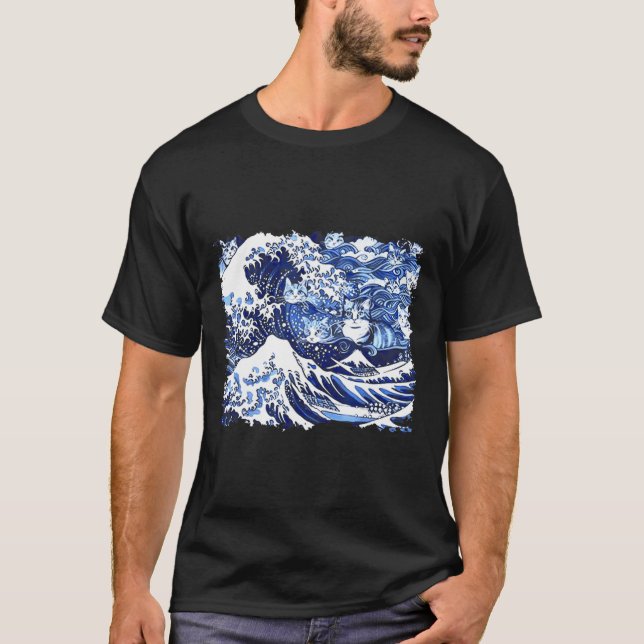 Blue Cats Wave For Kamala Funny Cat Lady  T-Shirt (Front)
