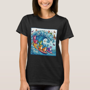 Blue Cats Wave For Kamala Funny Cat Lady  T-Shirt