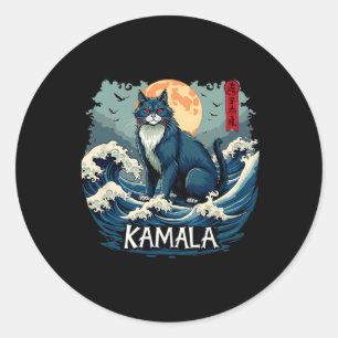 Blue Cats Wave For Kamala Funny  Classic Round Sticker