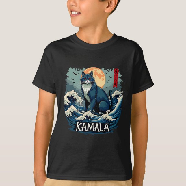 Blue Cats Wave For Kamala Funny  T-Shirt (Front)