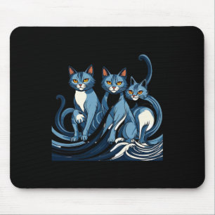 Blue Cats Wave For Kamala Funny Trump Blue Wave Of Mouse Pad
