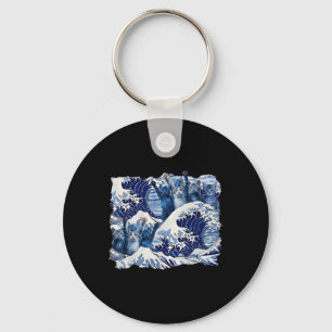 Blue Cats Wave For Kamala Harris Blue Wave Of Cat  Keychain