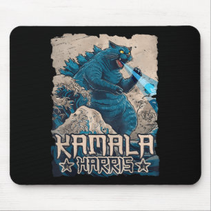 Blue Cats Wave For Kamala Harris Japanese Art Kaij Mouse Pad