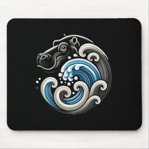 Blue Cats Wave Funny Blue Wave Of Moo Deng Cute Ba Mouse Pad