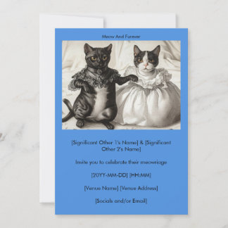 Blue Cats Wedding Meow And Furever Invitation