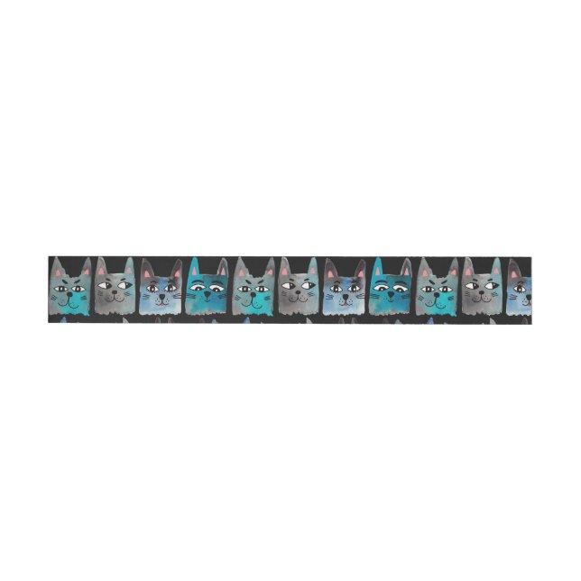 Blue cats wrap around label (Individual)