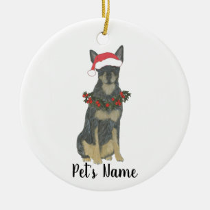 Blue Cattledog Heeler Christmas Ceramic Ornament