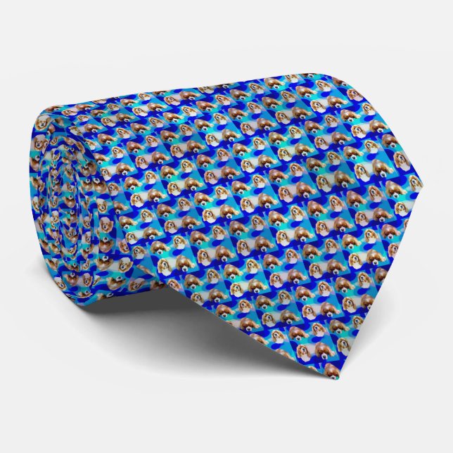 Blue Cavalier Spaniel Design, Tie (Rolled)