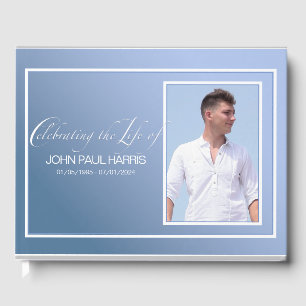 Blue Celebrating a Life Photo Memorial Guest Book