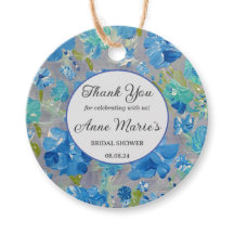 Blue Celebration Floral Favour Tags