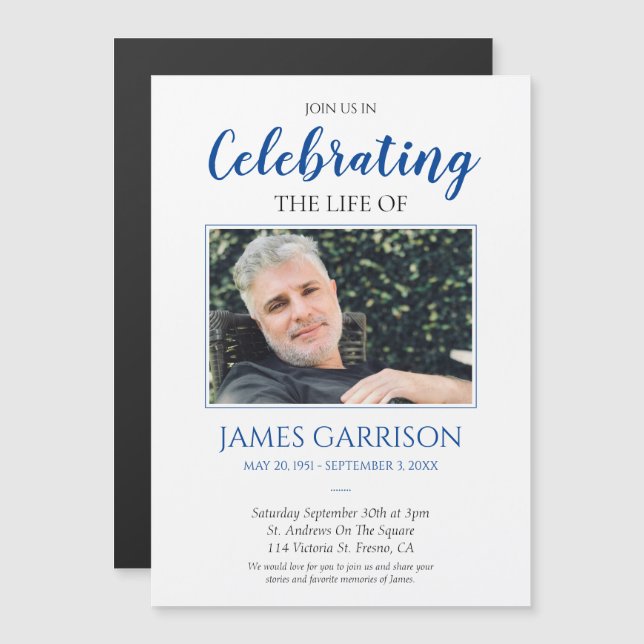 Blue Celebration Of Life Photo Memorial (Front/Back)