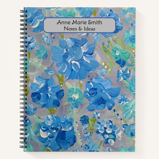 Blue Celebration Personalized Spiral Notebook (Front)