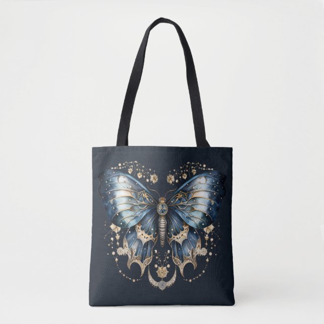 Blue Celestial Butterfly – Moon Witch Aesthetic Tote Bag (Front)