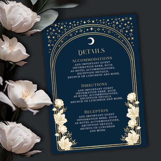 Blue Celestial Elegant Art Nouveau Wedding Details Enclosure Card (Creator Uploaded)