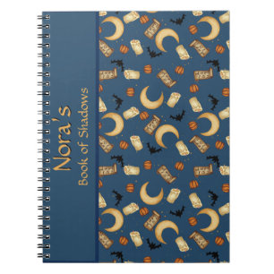 Blue Celestial Halloween Witchy Moon Notebook