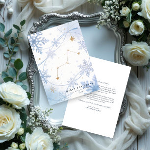 Blue Celestial Snowflake Christmas Wishes TMF26 Holiday Card