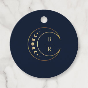 Blue Celestial Wedding Favour Tags