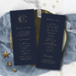 Blue Celestial Wedding Program<br><div class="desc">The "Blue Celestial Wedding Program" becomes a visual guide to your celestial celebration against a sophisticated blue canvas. The crescent moon, stars, and moon phases, along with the stylishly simple customizable initials of the couple, become celestial beacons. Moon phases subtly woven into the design symbolize the unfolding chapters of your...</div>