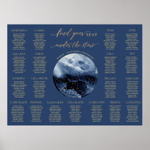 Blue Celestial Wedding Table Seating Chart Sign