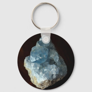 Blue Celestite Crystal Keychain