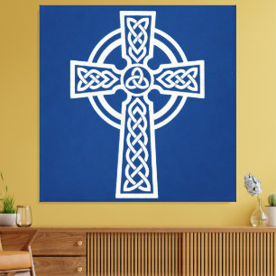 Blue Celtic Cross Canvas Print