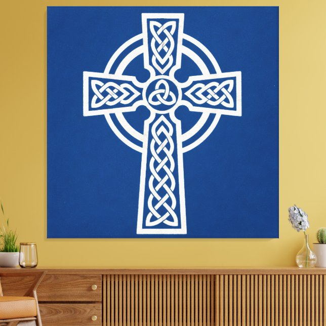 Blue Celtic Cross Canvas Print (Insitu(LivingRoom))