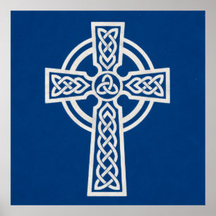 Blue Celtic Cross Poster