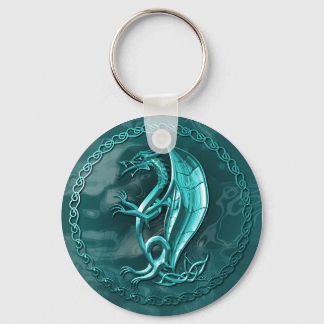 Blue Celtic Dragon Keychain (Front)