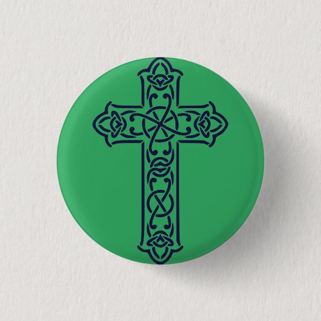 Blue Celtic High cross 1 Inch Round Button (Front)