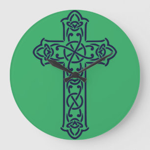 Blue Celtic High cross Large Clock