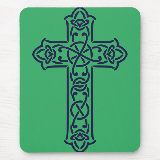 Blue Celtic High cross Mouse Pad (Front)