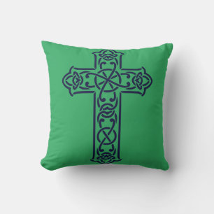 Blue Celtic High cross Throw Pillow