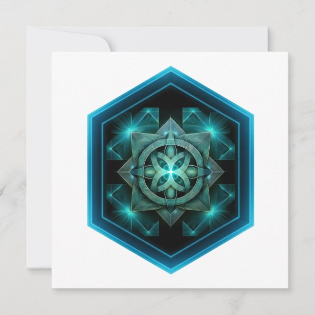 Blue Celtic Knot In A Six Sided Blue Frame Invitation (Front)