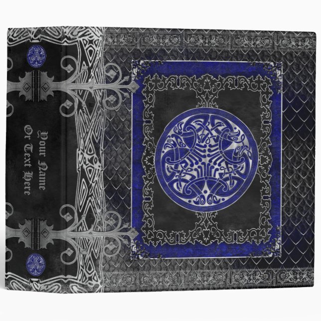 Blue Celtic Medallion Gothic Grimoire Pagan Binder (Front/Spine)