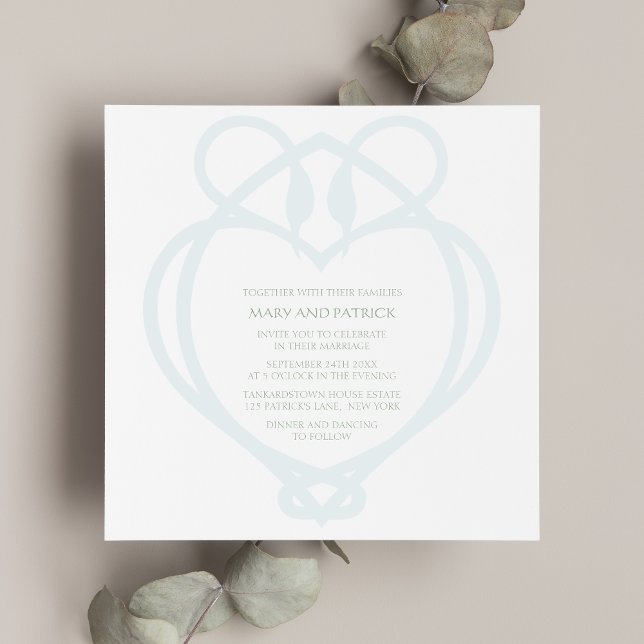 Blue Celtic Swan Love Knot Wedding Invitation (Creator Uploaded)