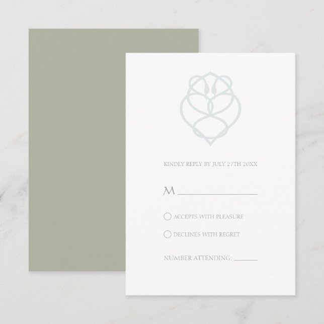 Blue Celtic Swan Love Knot Wedding Reply Card (Front/Back)