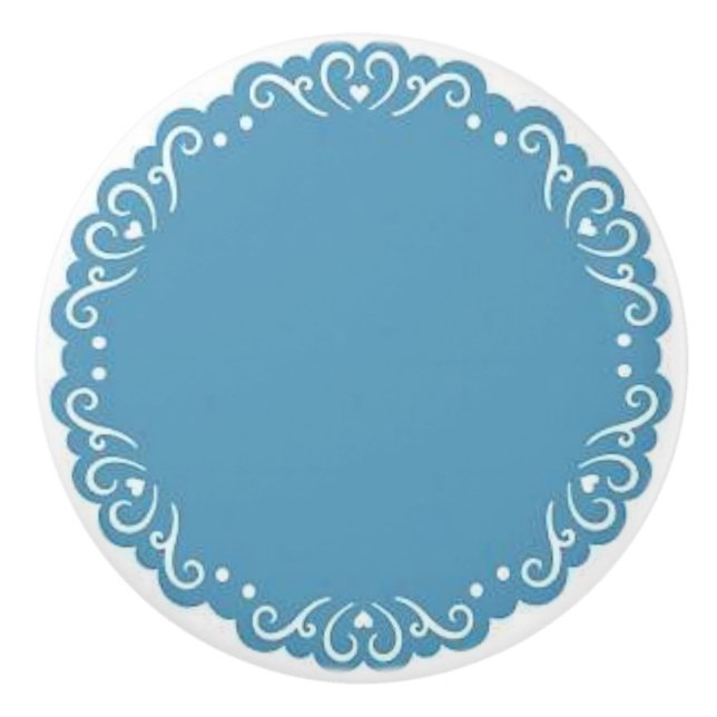 Blue Ceramic Knob/Hearts Knob (Front)