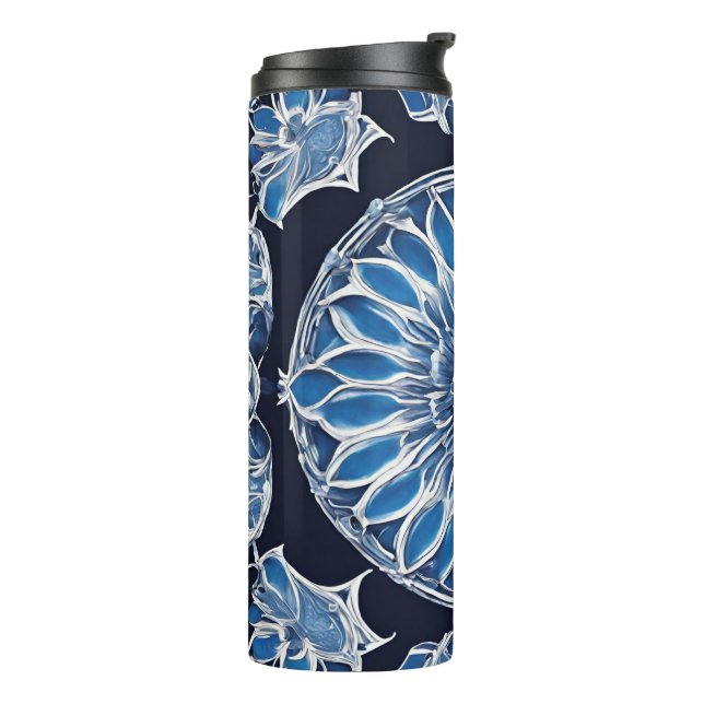 Blue Ceramic Printed Thermal Tumbler (Rotated Left)
