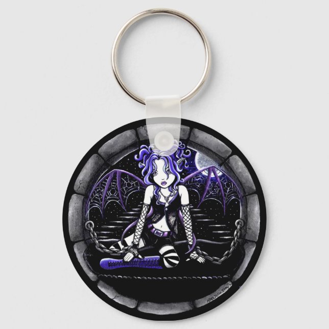 "Blue Chained" Gothic Fairy Art Keychain (Front)