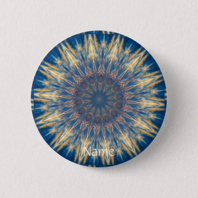 Blue Chakra Kaleidoscope Thunder_Cove  2 Inch Round Button (Front)