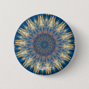 Blue Chakra Kaleidoscope Thunder_Cove  2 Inch Round Button