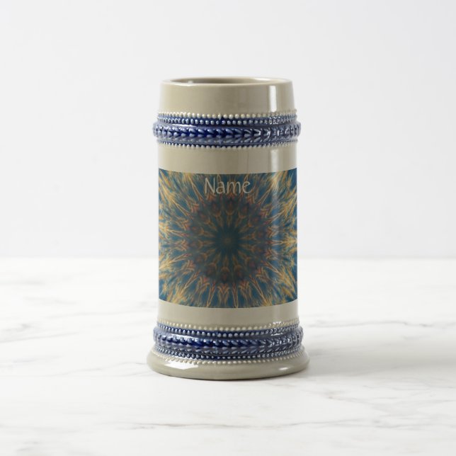 Blue Chakra Kaleidoscope Thunder_Cove  Beer Stein (Center)