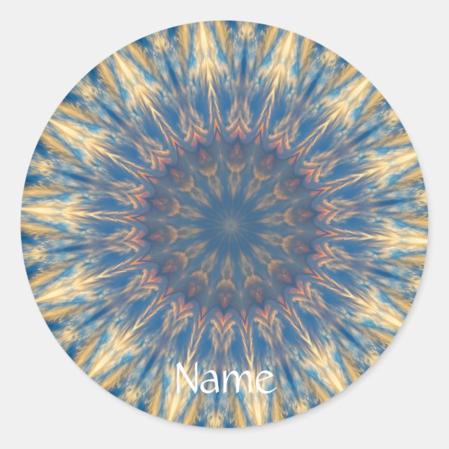Blue Chakra Kaleidoscope Thunder_Cove Classic Round Sticker (Front)